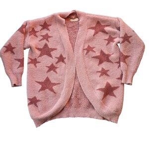 Altar'd State Women's Cardigan  Pink &‎ Stars Oversized Sweater Jacket XS #1188